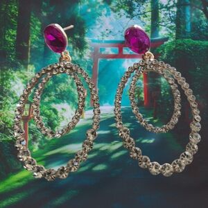 Elegant Gold and Purple Crystal Earrings